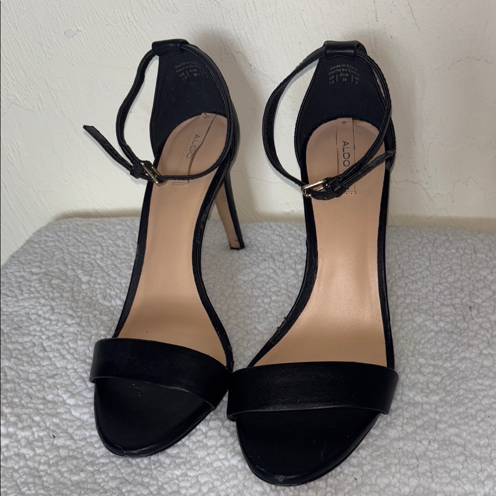 Aldo Black Ankle Strap Heels